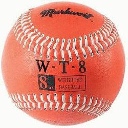 ghted 9 Leather Covered Training Baseball 8 OZ  Build your arm strength with Markwort training wei